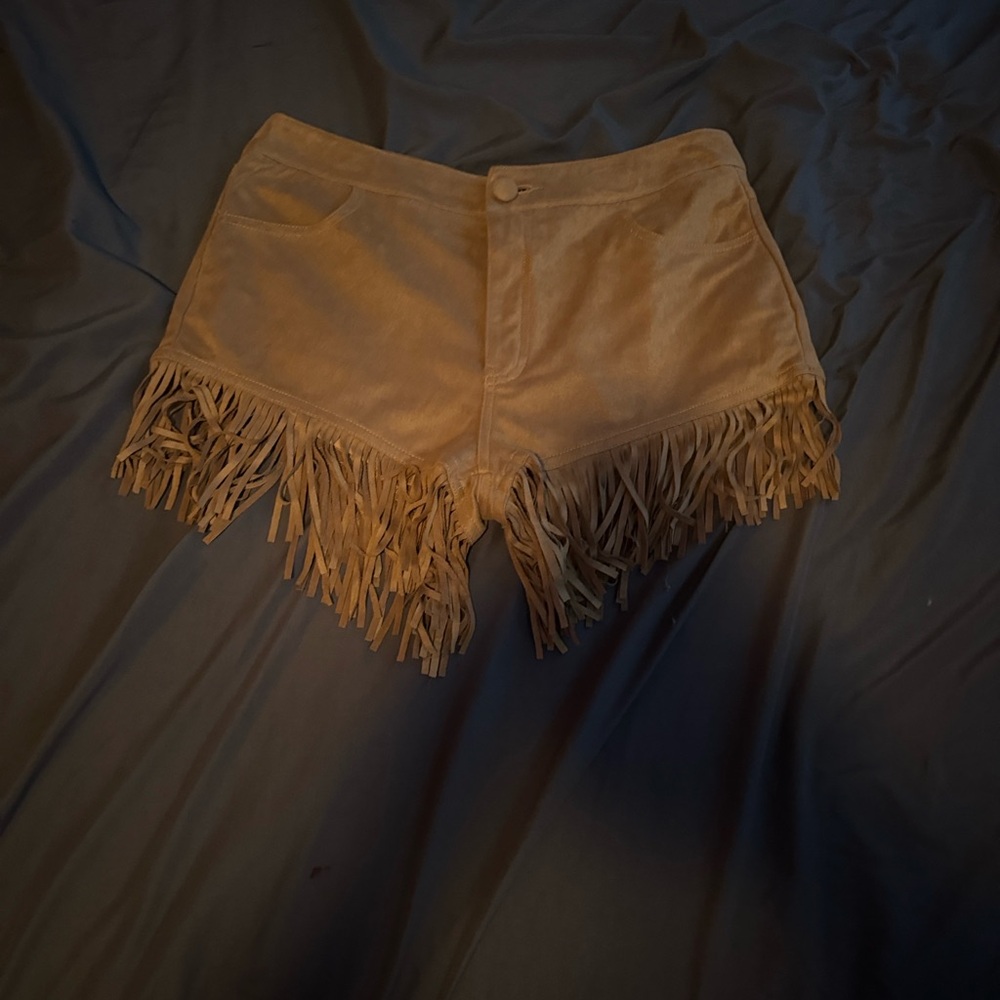 Fringed Tan Women's Shorts